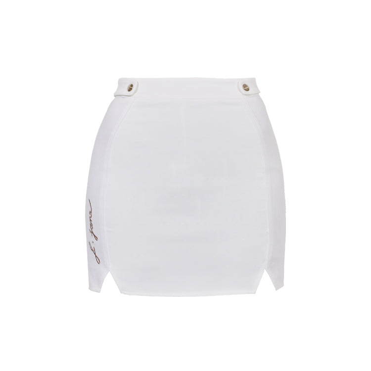 {PRE-ORDER} Corduroy Contrast Double Silt Skirt from Korea (IVORY)