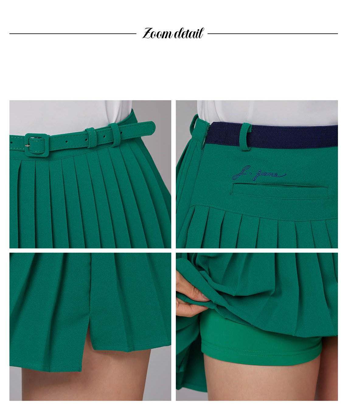 {PRE-ORDER} Unbalanced Belt Pleated Skirt (GREEN)